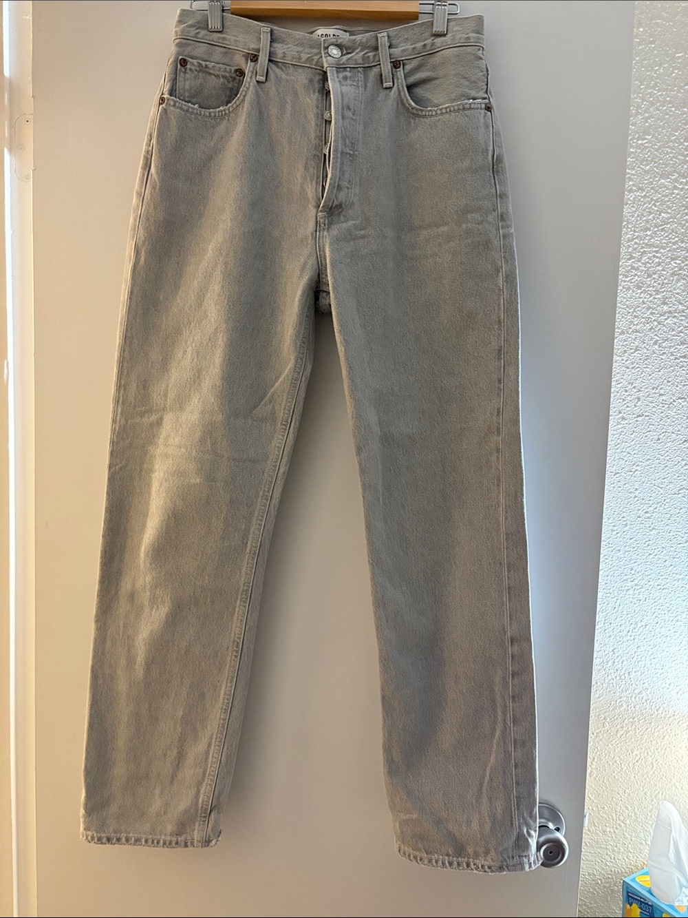 Agolde 90s pinch waist Straight Jeans in Light Gray